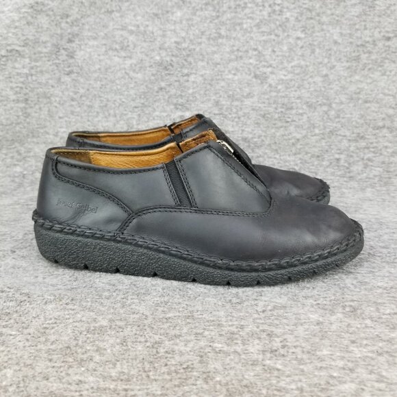 ✅Josef Seibel Black Leather Front Zip Comfort Shoes Women's EU38/US7-7.5 Booties - Picture 7 of 11